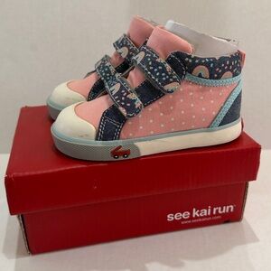 See Kai Run Pink and Navy Kids Sneakers Kya 7